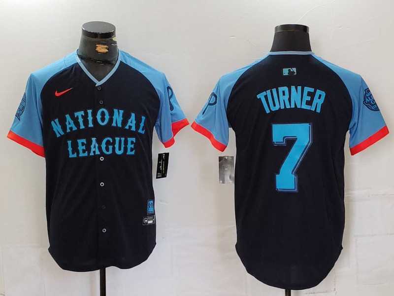 Mens Philadelphia Phillies #7 Trea Turner Navy 2024 All Star Limited Stitched Jersey->2024 mlb all-star->MLB Jersey